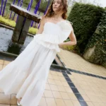 Featured thumbnail for Tanya Tailor white dress with ruffles size 4 model Amy