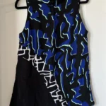 Featured thumbnail for Proenza Schouler asymmetrical blue and black patterned top size 2