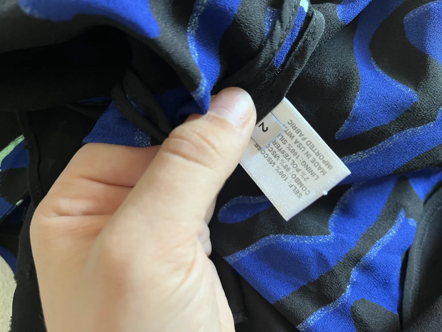Image for Proenza Schouler asymmetrical blue and black patterned top size 2