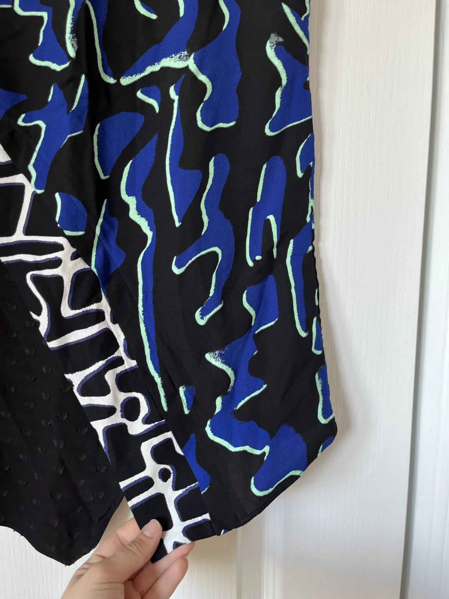 Image for Proenza Schouler asymmetrical blue and black patterned top size 2