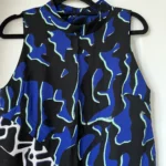 Thumbnail for Proenza Schouler asymmetrical blue and black patterned top size 2