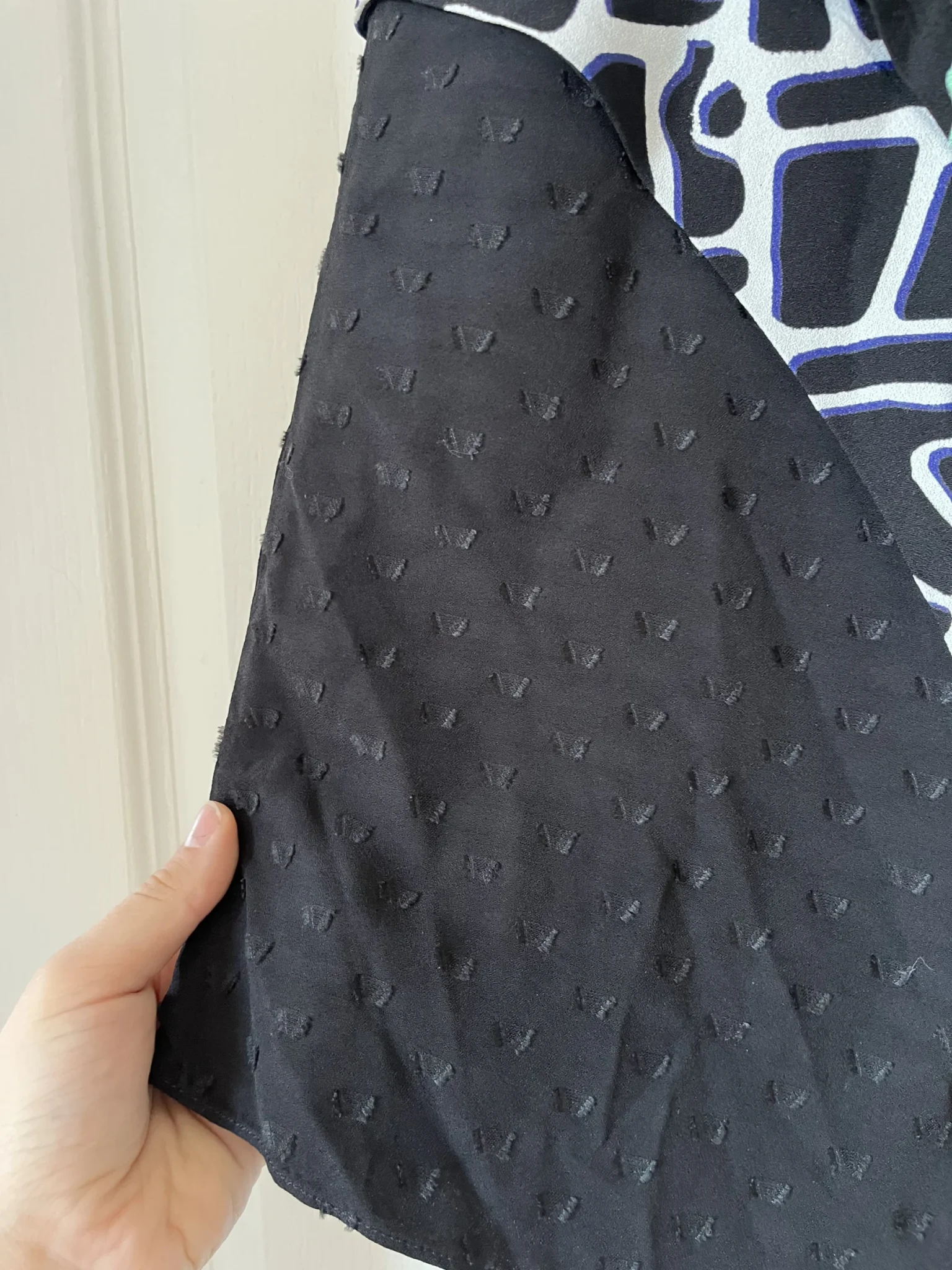 Image for Proenza Schouler asymmetrical blue and black patterned top size 2