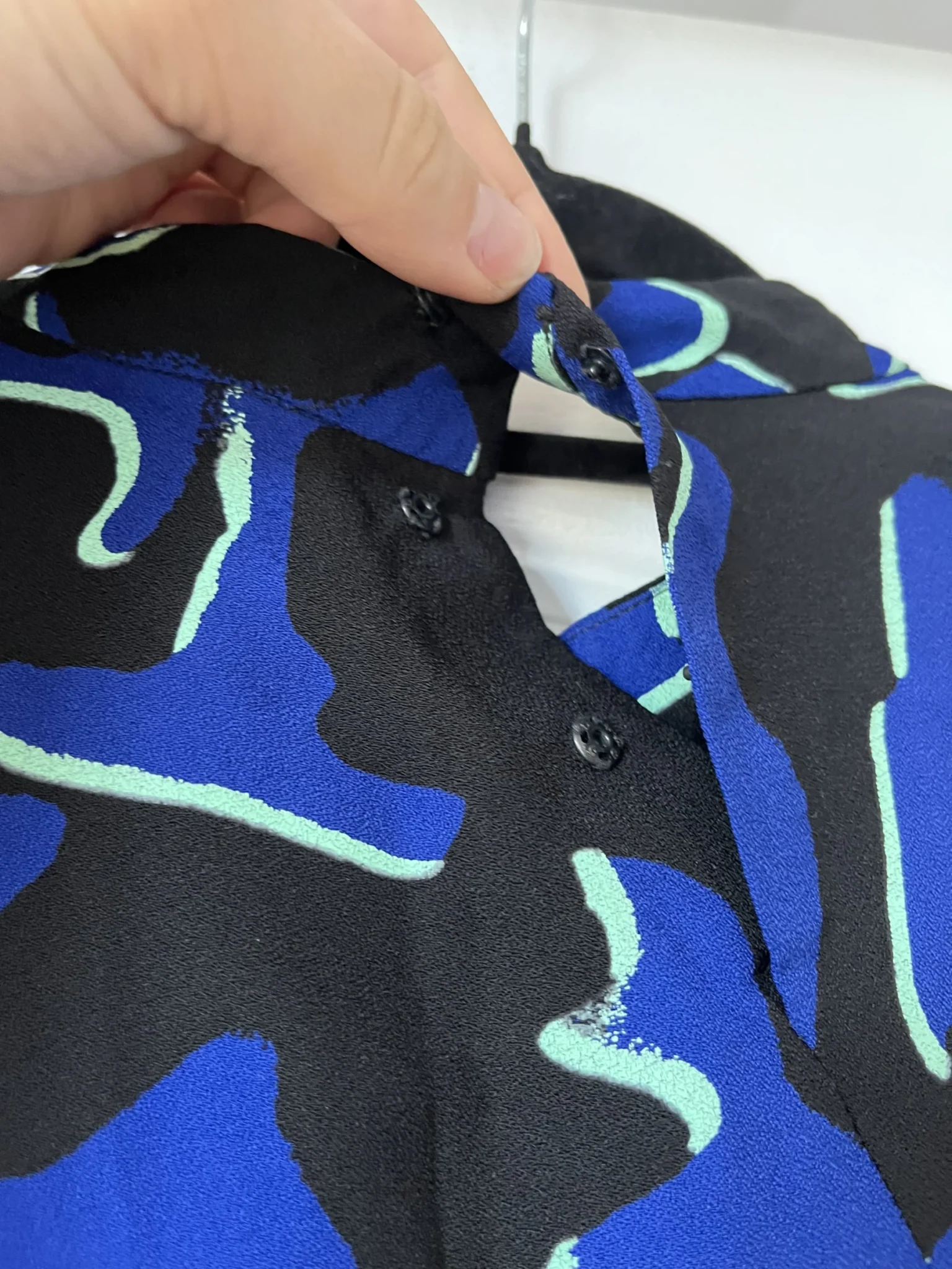 Image for Proenza Schouler asymmetrical blue and black patterned top size 2