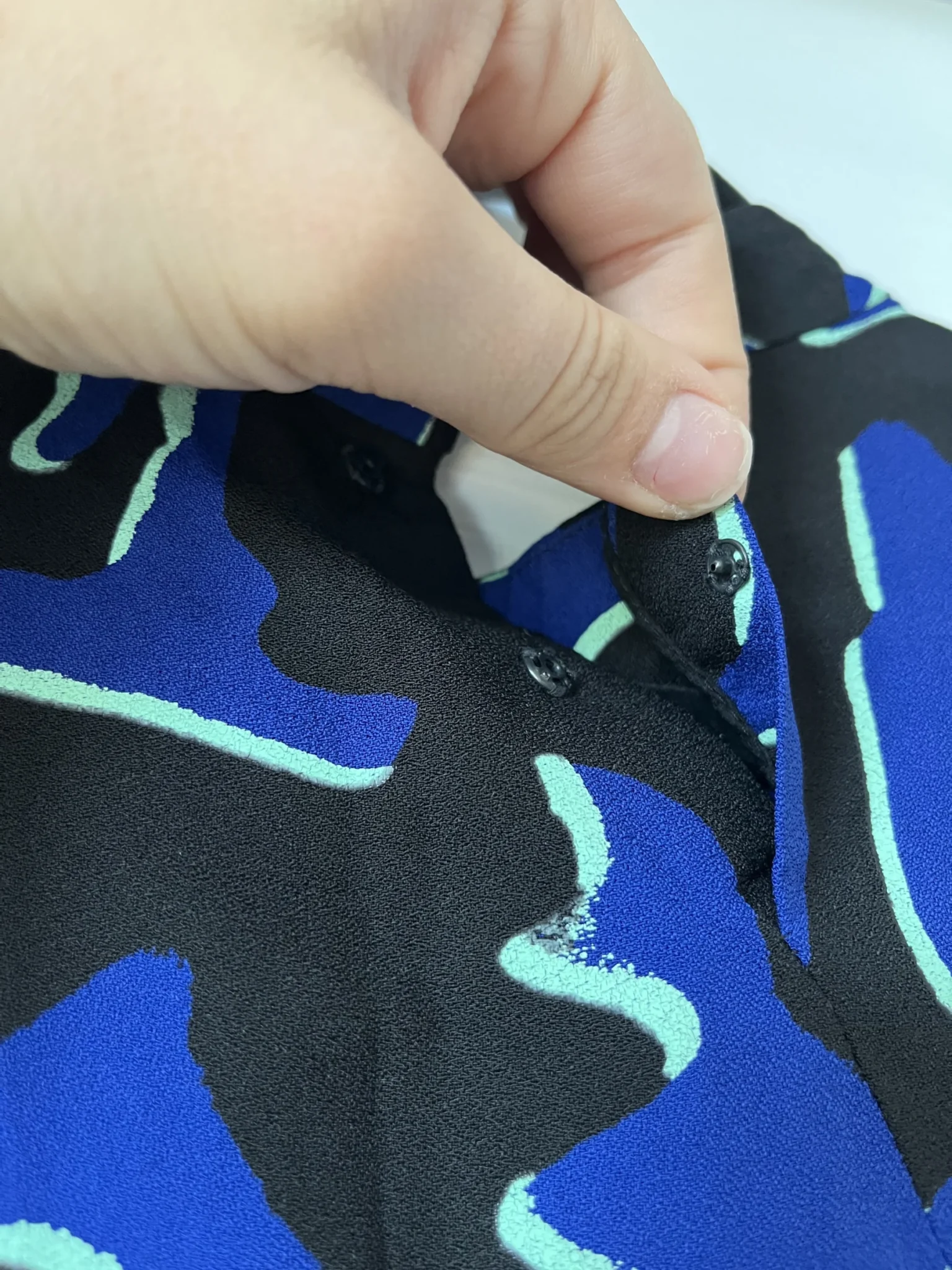 Image for Proenza Schouler asymmetrical blue and black patterned top size 2