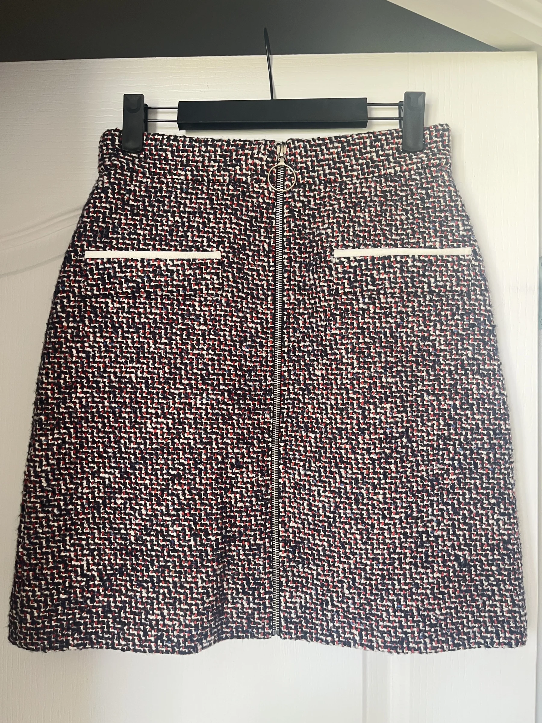 Jupe tweed Maje taille 38 bleu blanc et rouge Maje seconde main