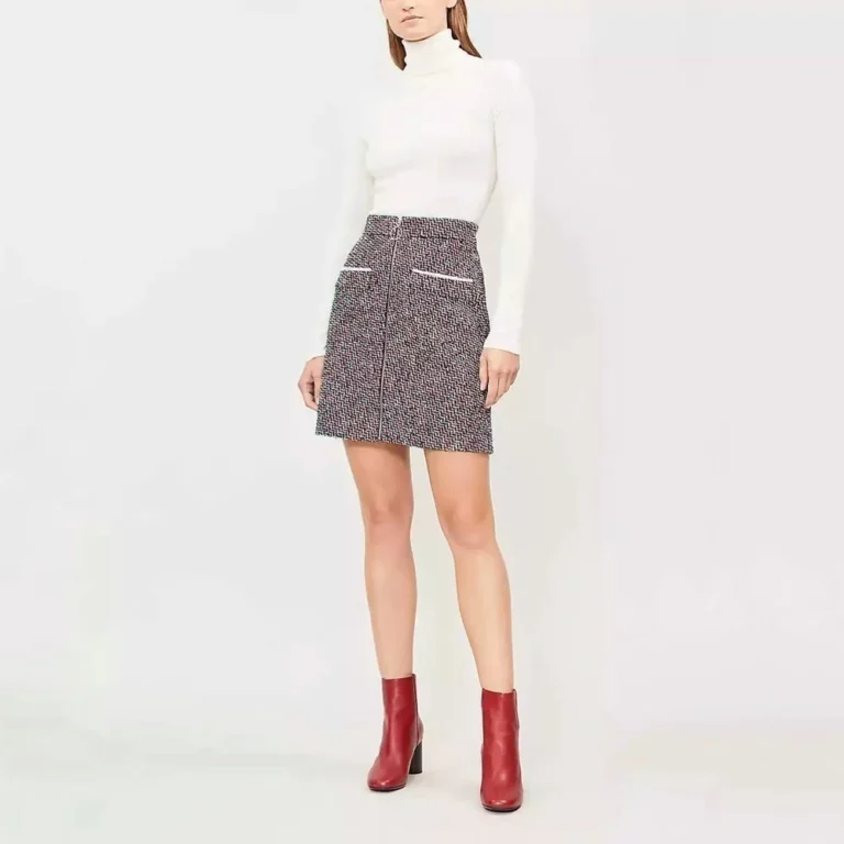 Image for Maje tweed skirt size 38 blue white and red