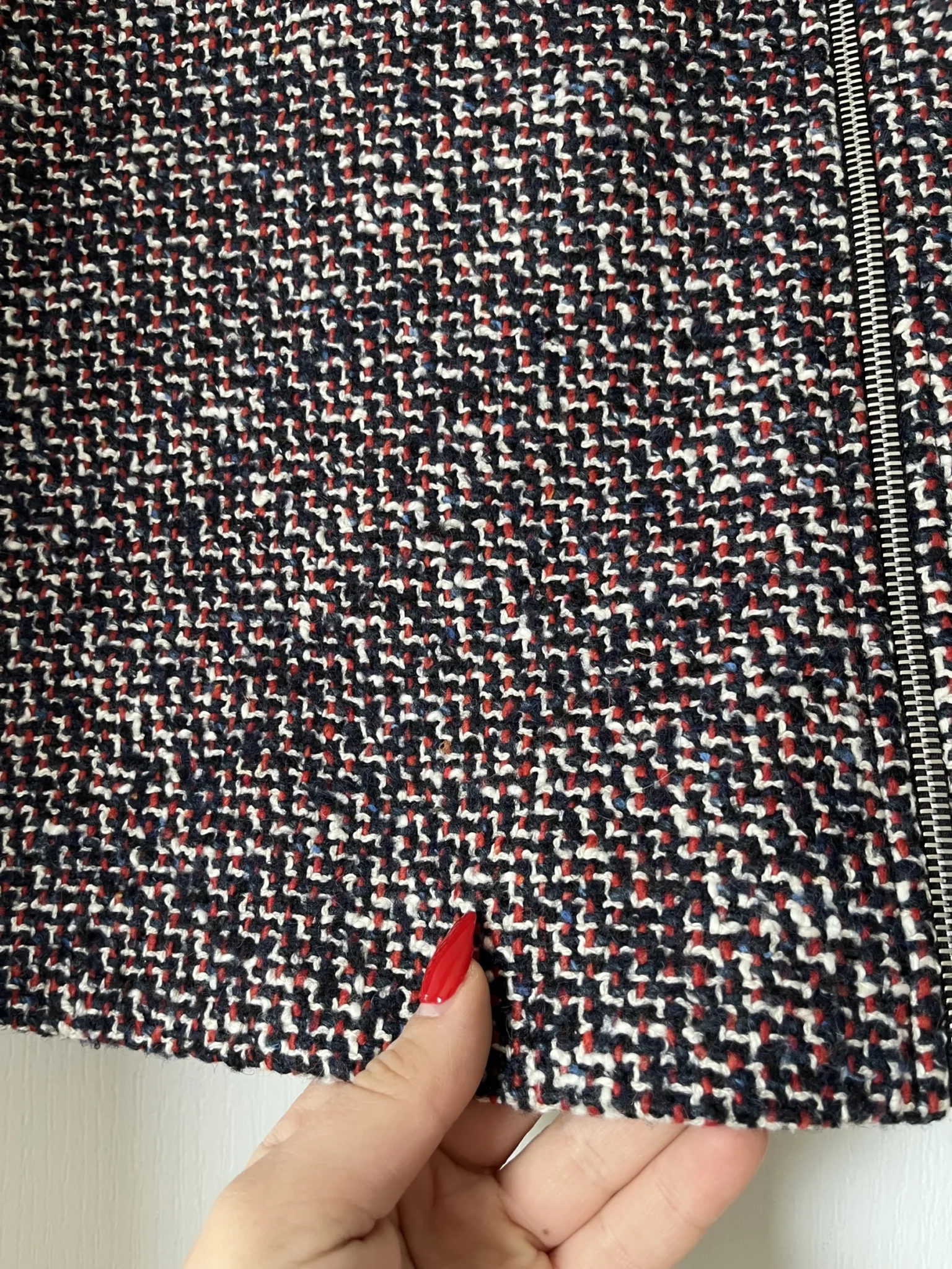 Image for Maje tweed skirt size 38 blue white and red