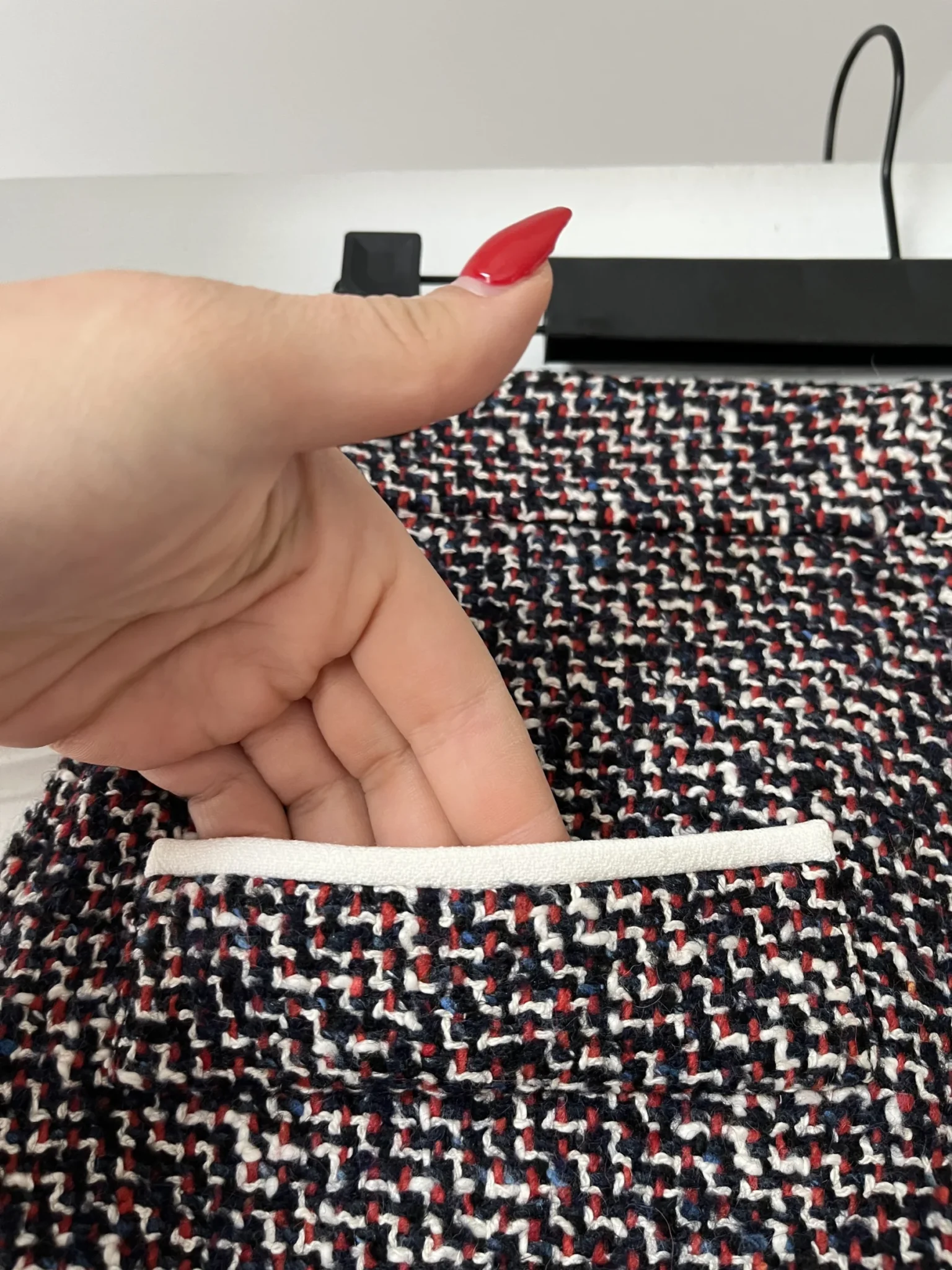 Image for Maje tweed skirt size 38 blue white and red