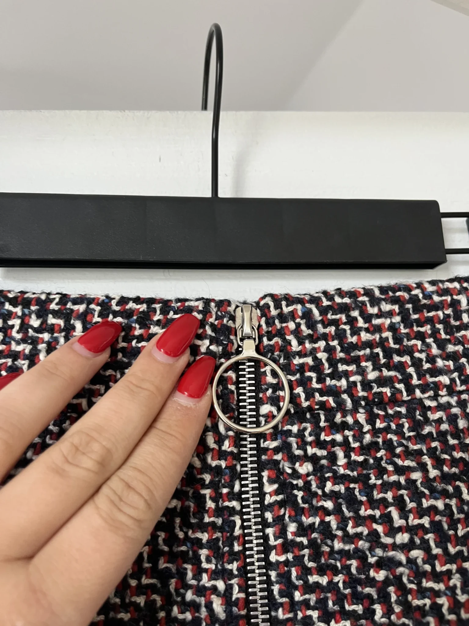 Image for Maje tweed skirt size 38 blue white and red