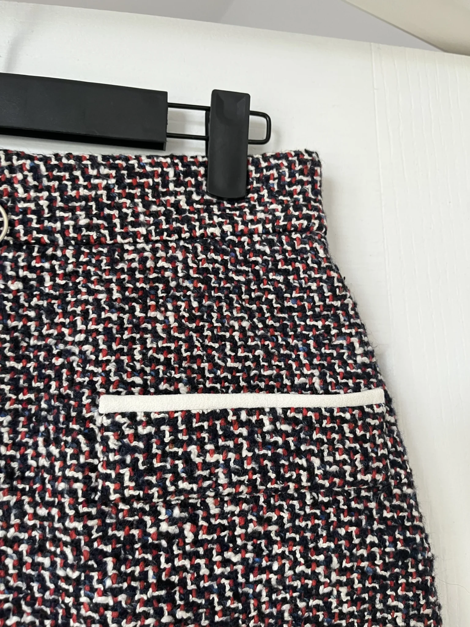 Image for Maje tweed skirt size 38 blue white and red