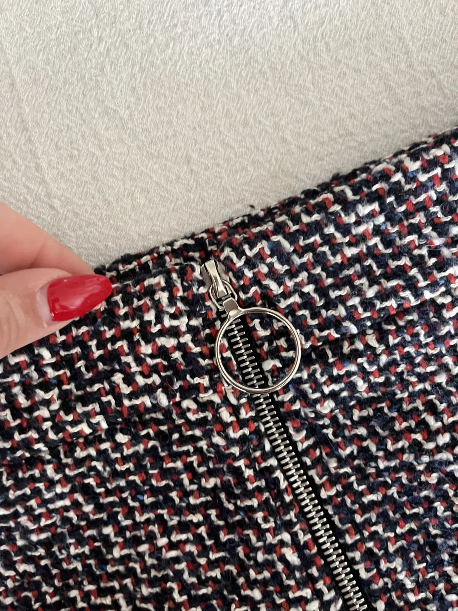 Image for Maje tweed skirt size 38 blue white and red