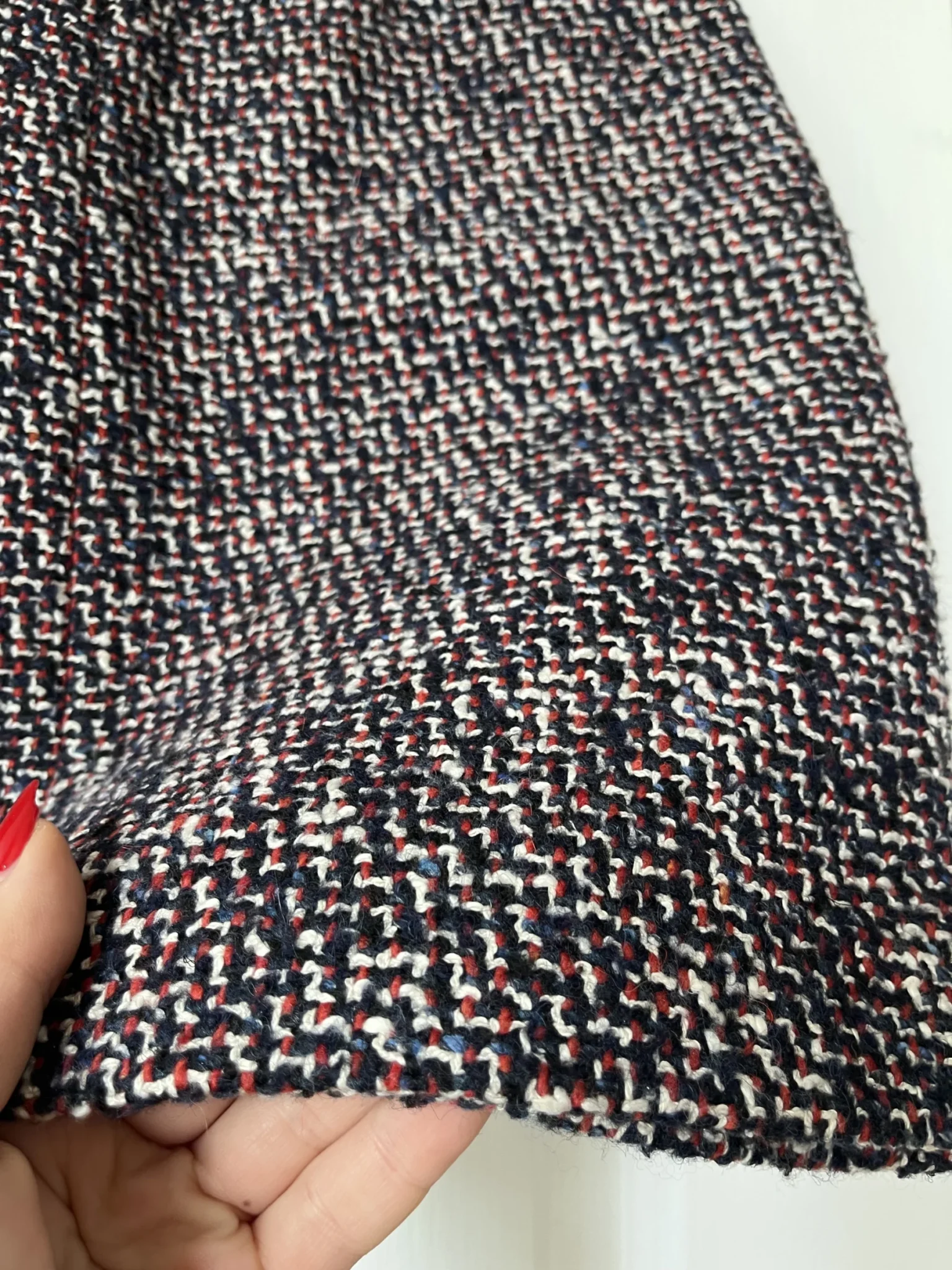 Image for Maje tweed skirt size 38 blue white and red