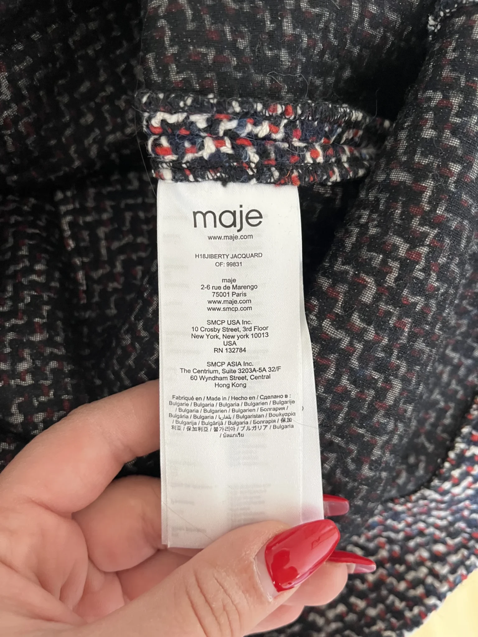 Image for Maje tweed skirt size 38 blue white and red
