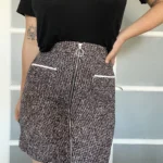 Thumbnail for Maje tweed skirt size 38 blue white and red