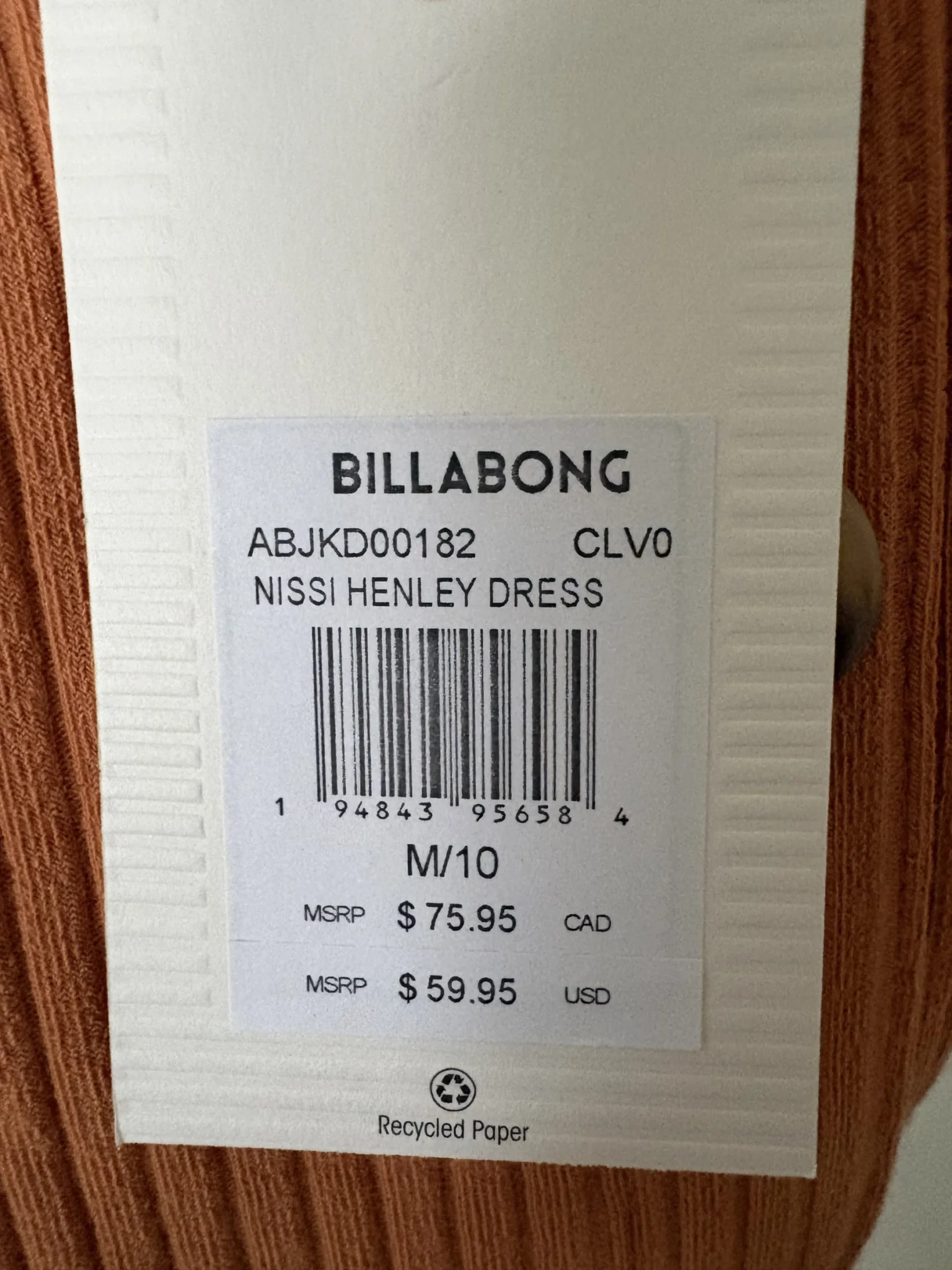 Image for Robe orange brulé femme billabong