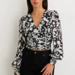 Thumbnail for 🌷Floral wrap-around blouse