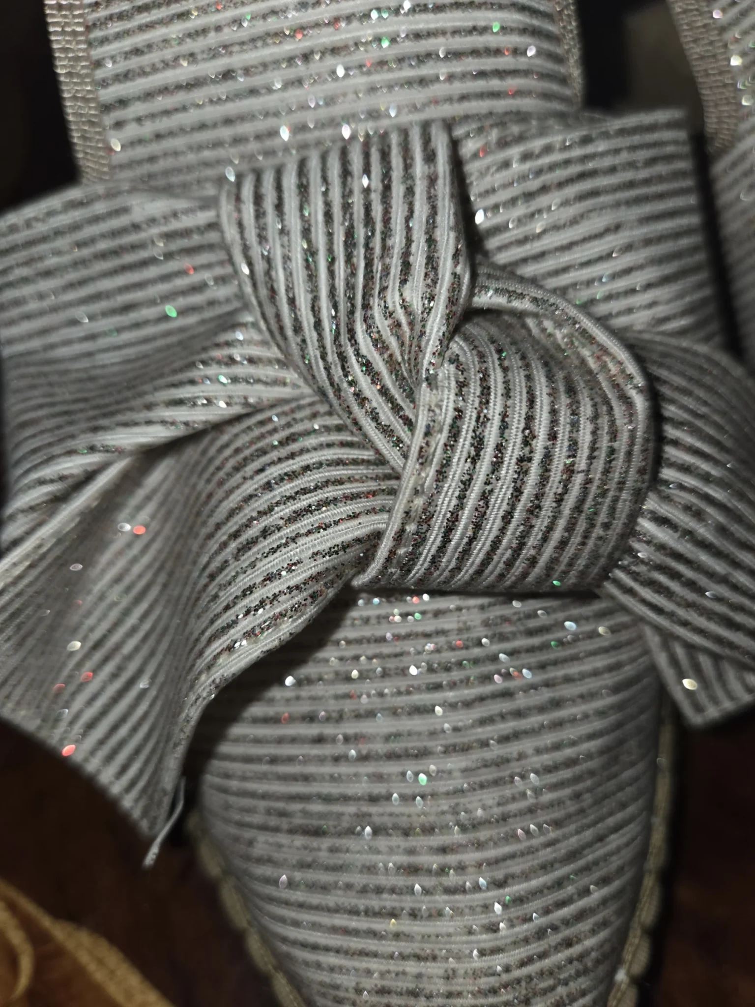 Image for Browns-Mules blanche et argentée en toile à fils scintillants