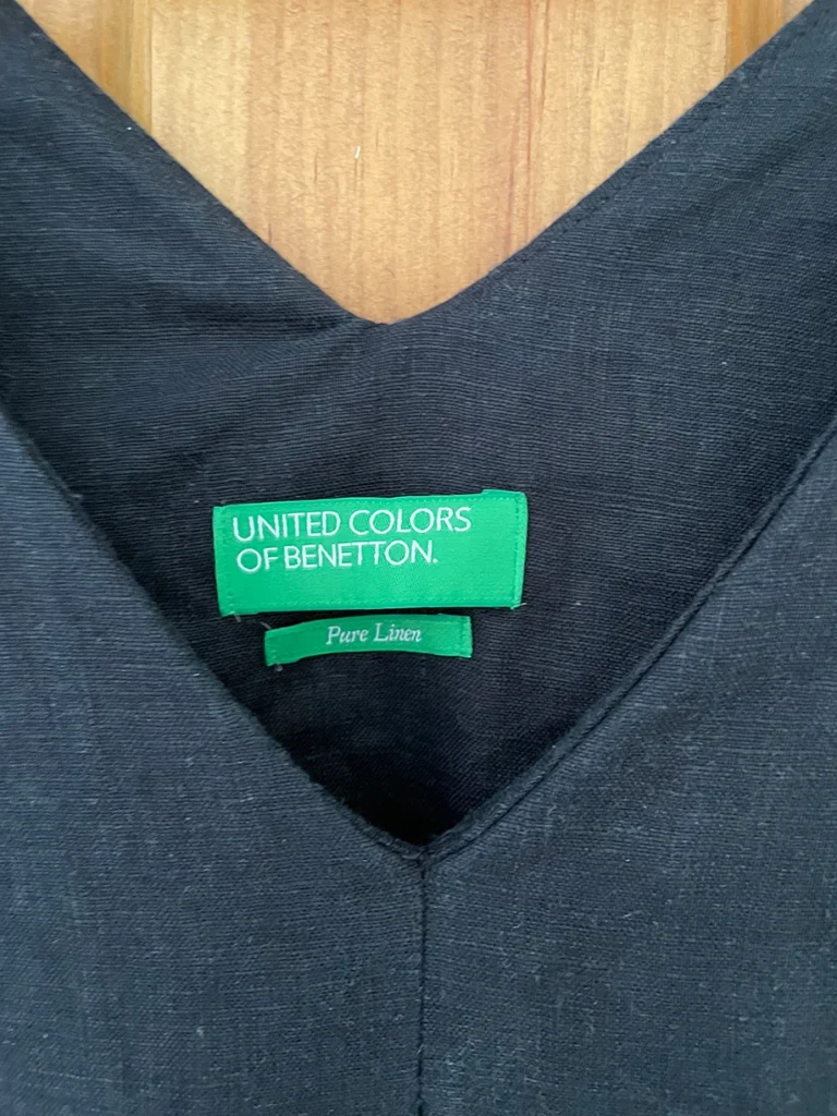 Image for Robe trapèze noire en lin United Colors of Benetton – sans manches