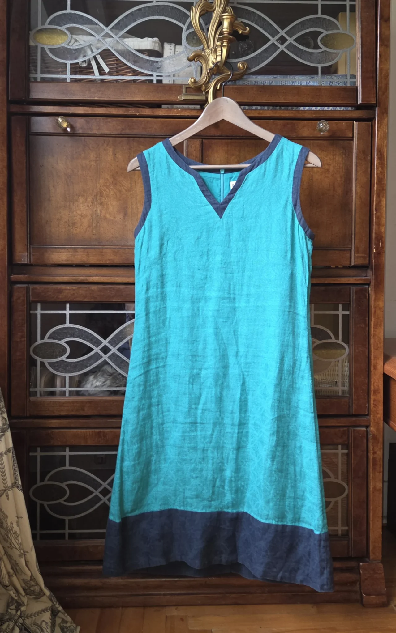 Featured image for Magnificent turquoise Brora 100% linen dress