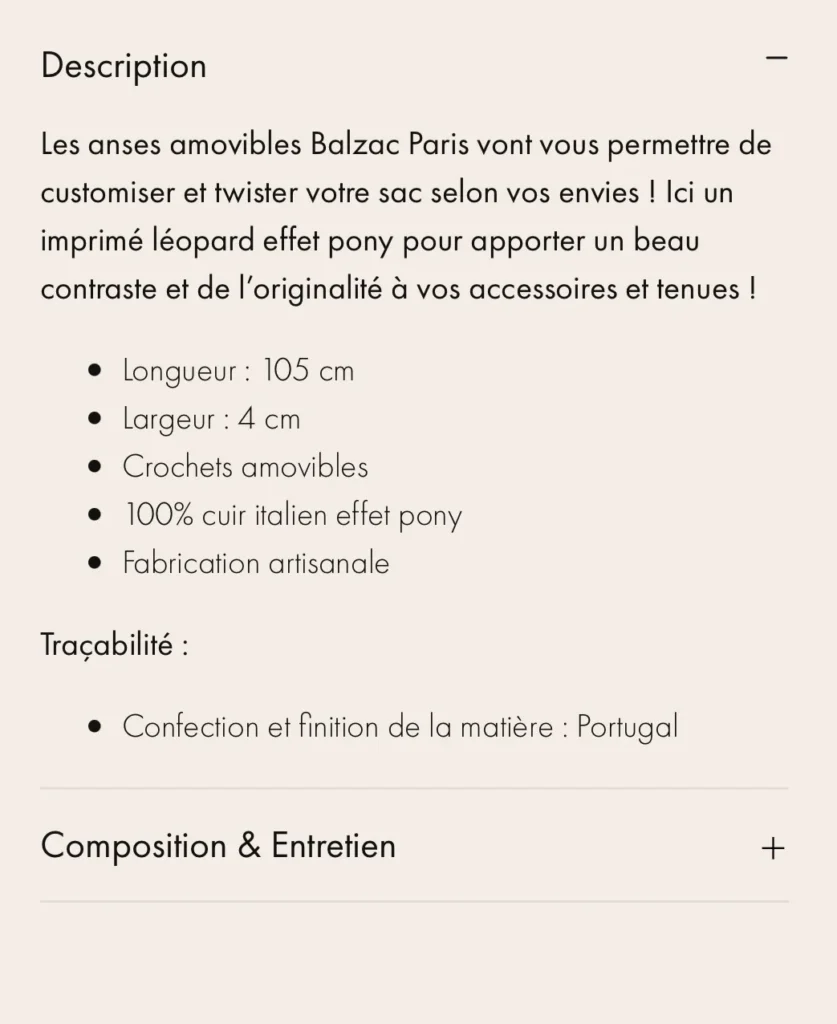 Image for Anses sac balzac