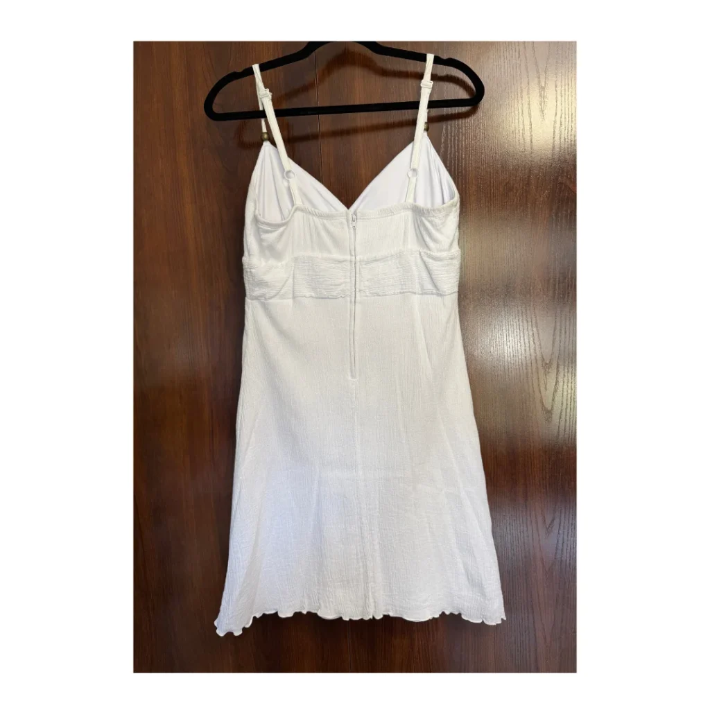 Image for Le Château white summer dress with thin straps - lightweight cotton dress size M