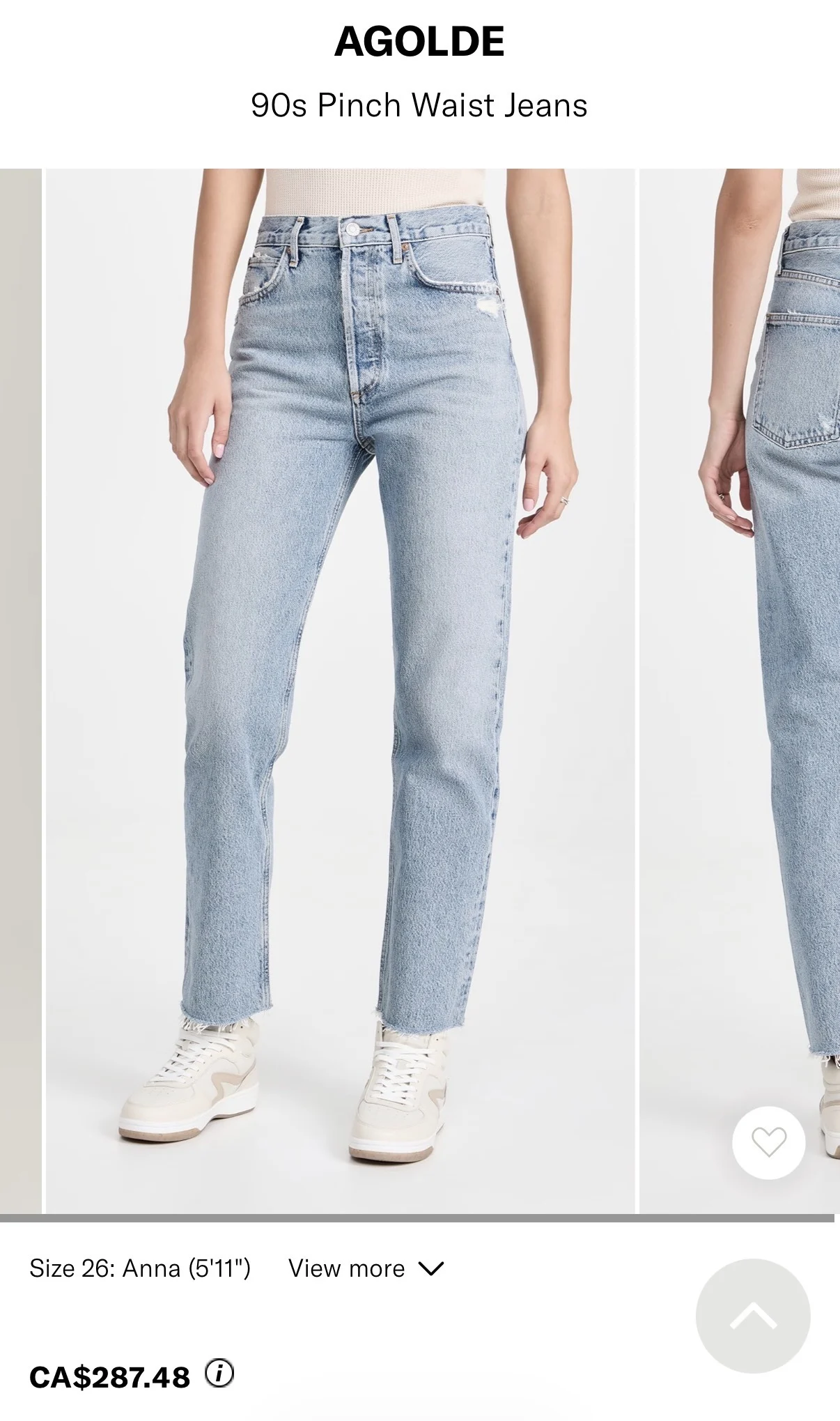 Agolde 90’s Pinch Waist Straight Agolde seconde main