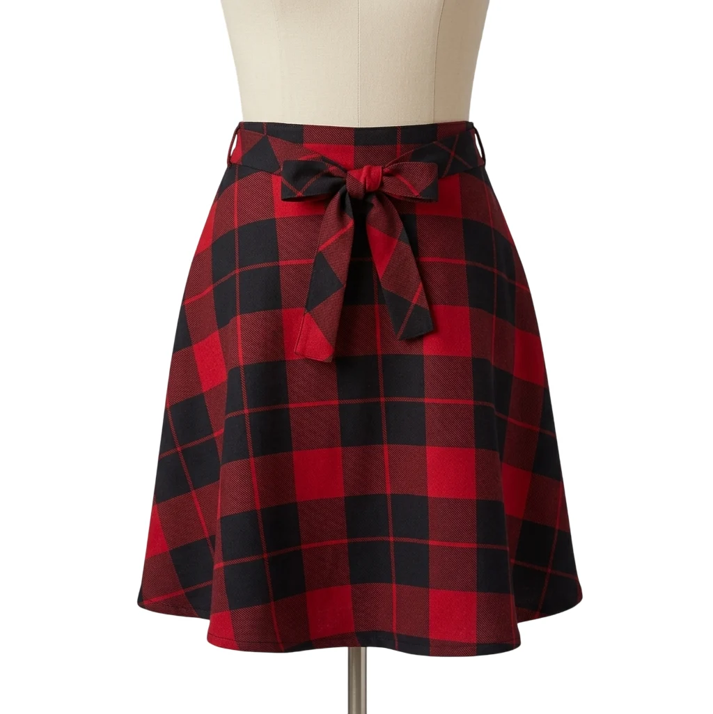 ICÔNE – Jupe Midi à Carreaux Rouges – Taille XL Icone seconde main