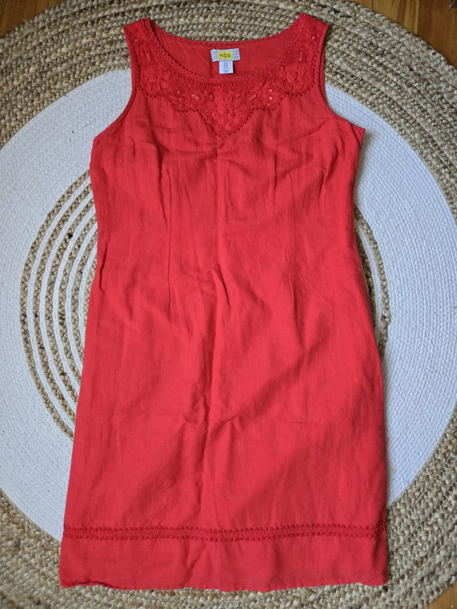 Featured image for H.O.G. ; Robe Rouge Corail en mélange lin et coton