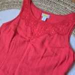 Thumbnail for H.O.G. ; Robe Rouge Corail en mélange lin et coton