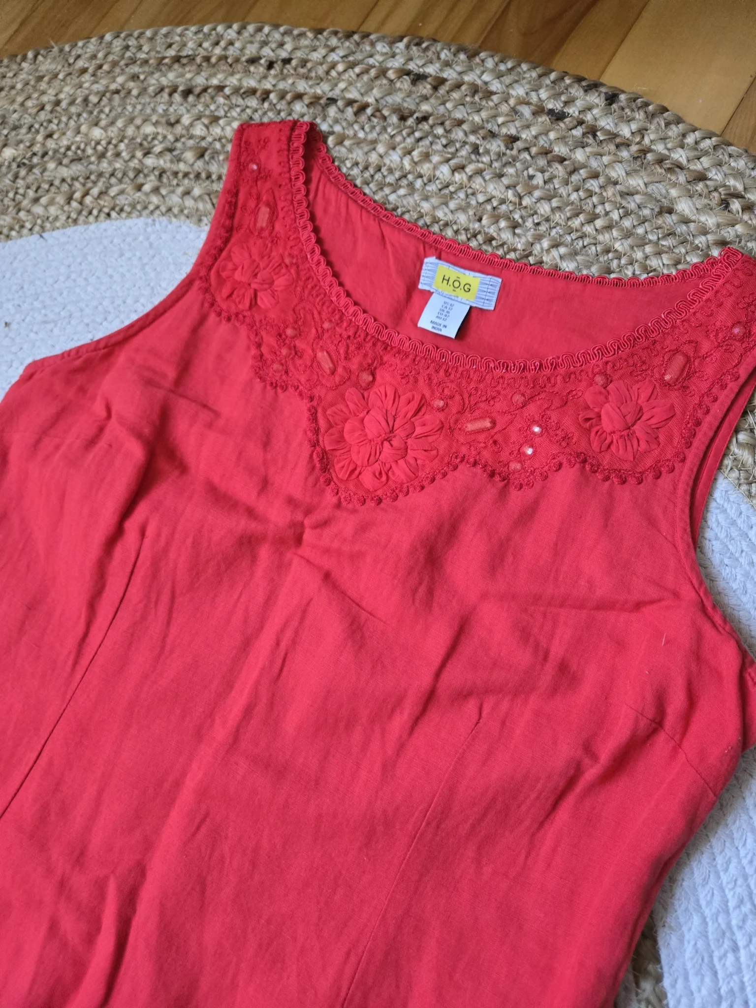 Image for H.O.G. ; Robe Rouge Corail en mélange lin et coton
