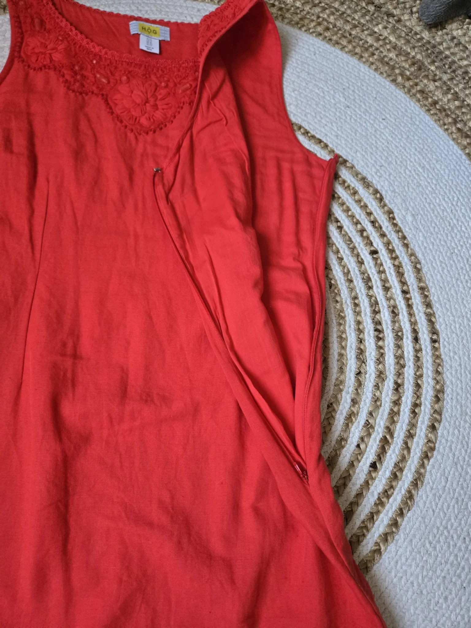 Image for H.O.G. ; Robe Rouge Corail en mélange lin et coton