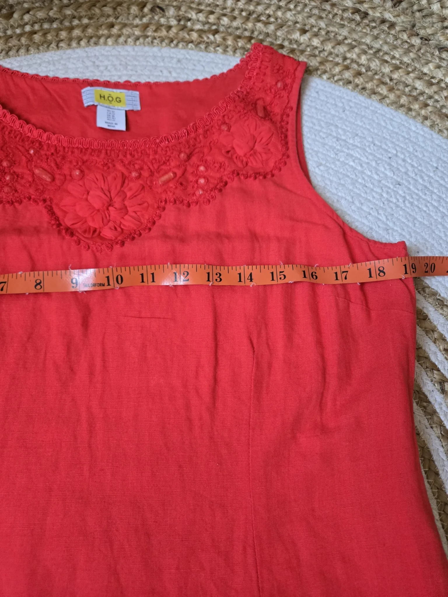 Image for H.O.G. ; Robe Rouge Corail en mélange lin et coton