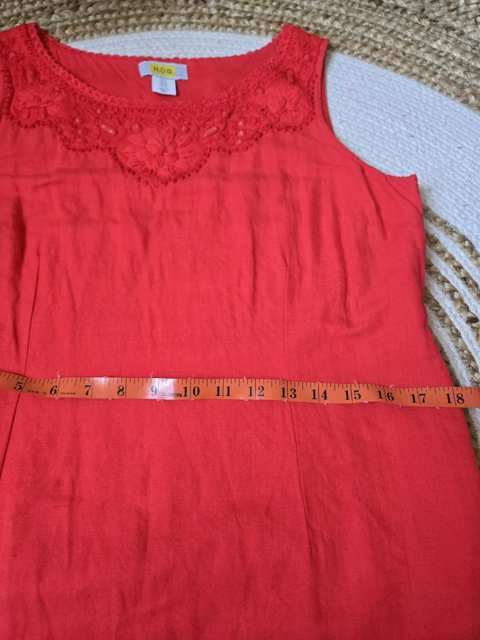 Image for H.O.G. ; Robe Rouge Corail en mélange lin et coton