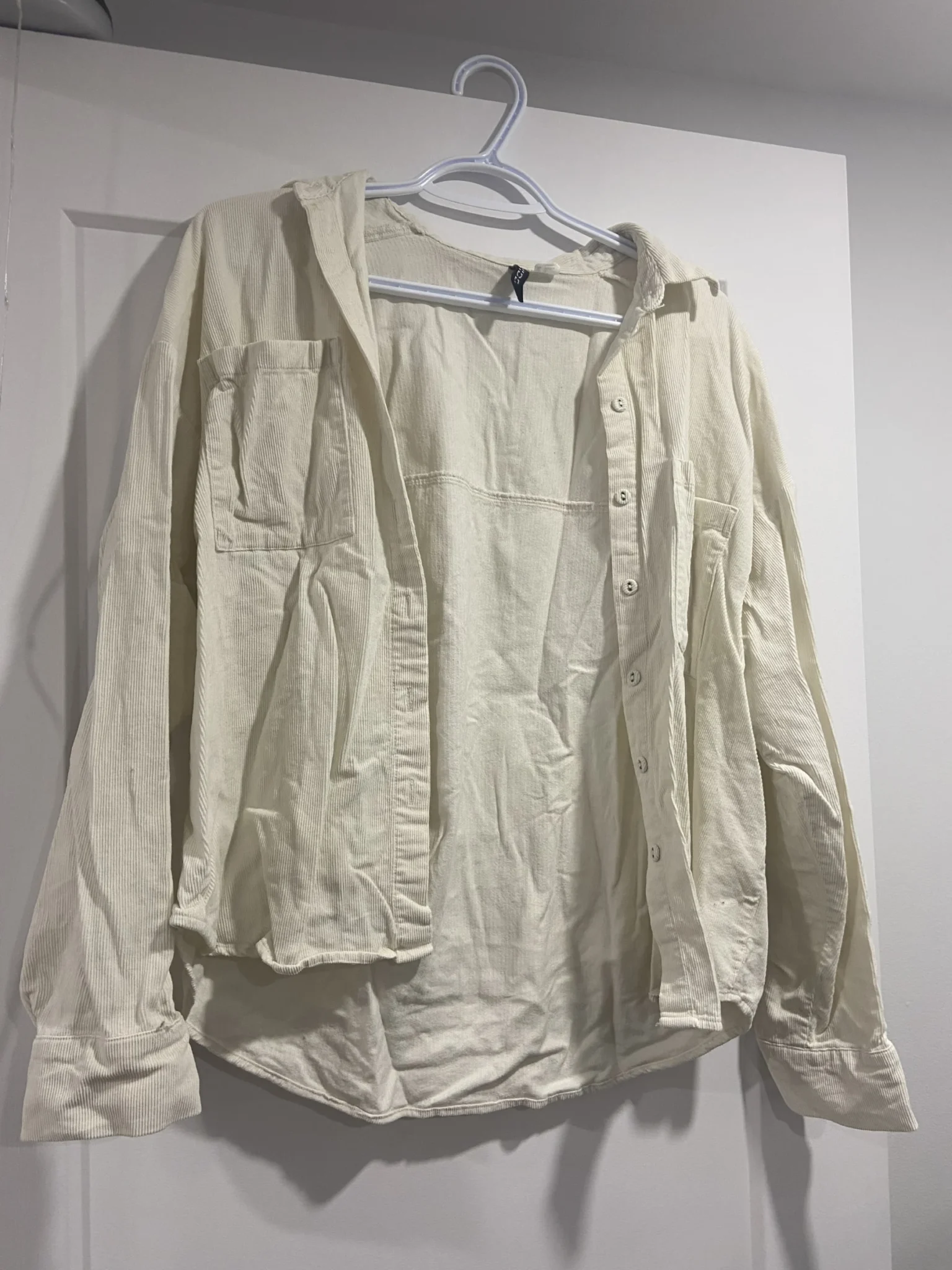 Featured image for Chemise blanc cassé côtelé en coton