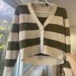 Featured thumbnail for Cardigan rayé kaki et beige