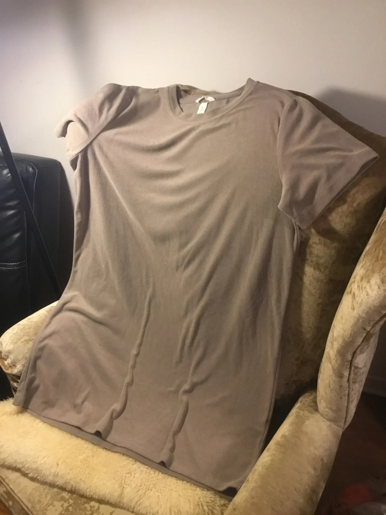 Image for Robe tee shirt coton effet velours, large