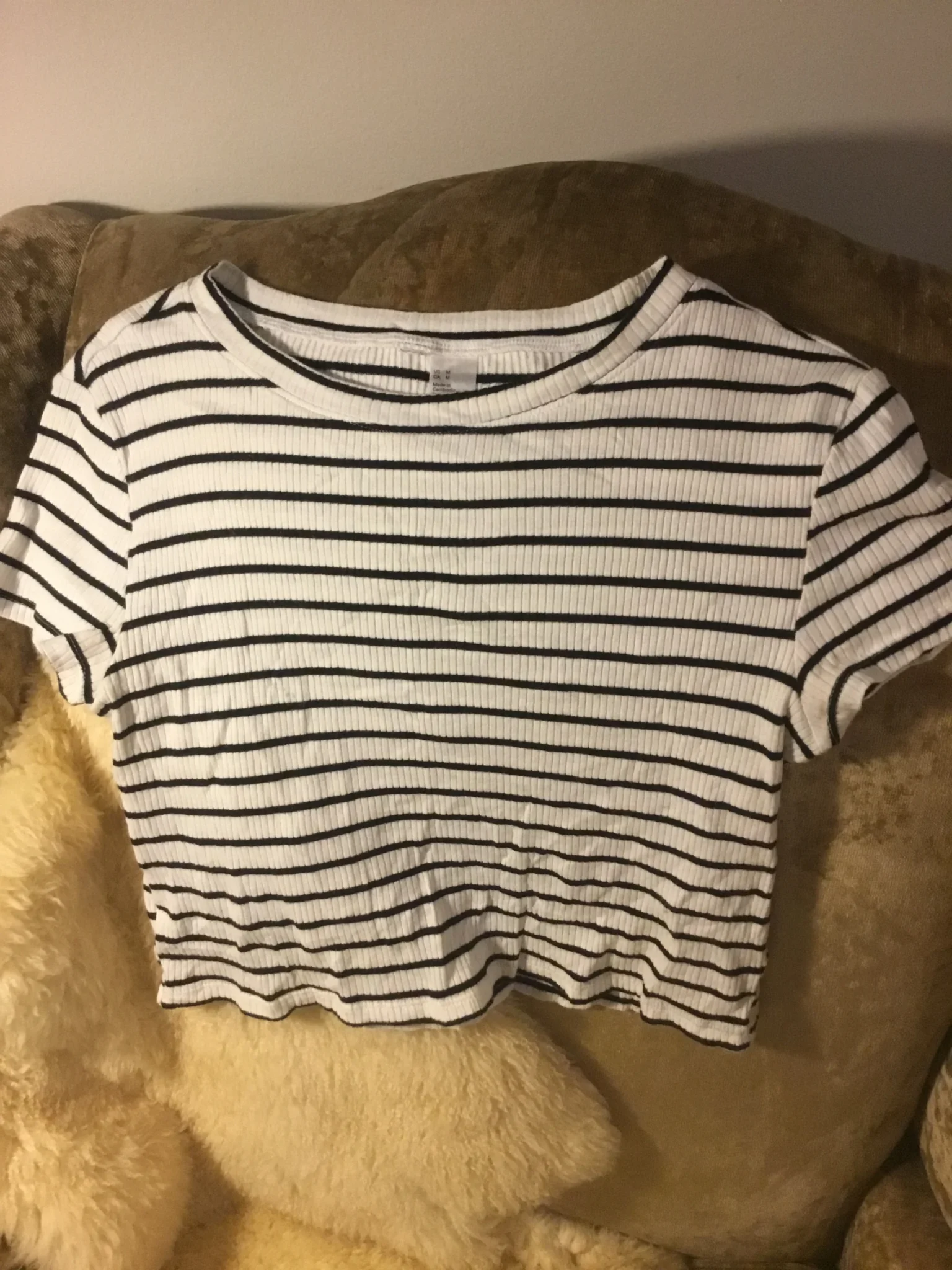 Image for CROP top rayé « dark navy » et blanc, medium