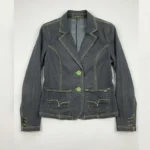 Featured thumbnail for POINT ZERO – Veston en denim Jeans avec coutures contrastantes vertes – Taille M
