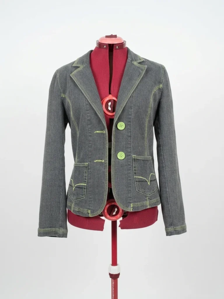 Image for POINT ZERO – Veston en denim Jeans avec coutures contrastantes vertes – Taille M