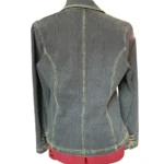 Thumbnail for POINT ZERO – Veston en denim Jeans avec coutures contrastantes vertes – Taille M