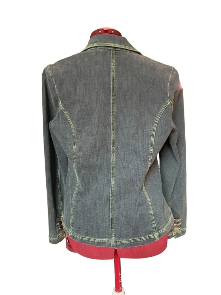 Image for POINT ZERO – Veston en denim Jeans avec coutures contrastantes vertes – Taille M