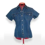 Thumbnail for JACOB – Chemise en denim bleu à manches courtes et boutons à l’avant MEDIUM