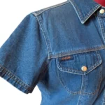 Thumbnail for JACOB – Chemise en denim bleu à manches courtes et boutons à l’avant MEDIUM