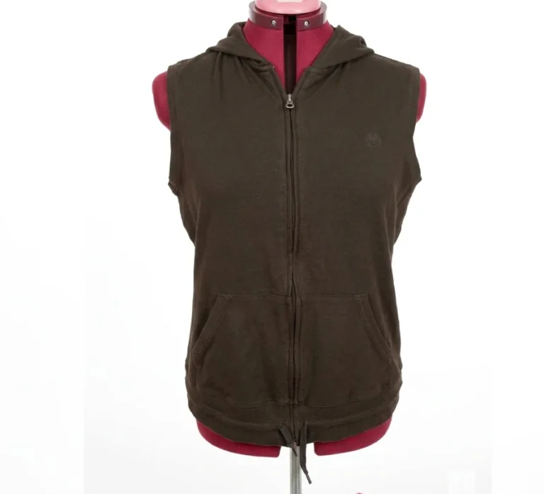 Image for LIZ CLAIBORNE Veste sans manches à capuchon  avec fermeture éclair – Vert olive foncé – Taille M (Moyenne)