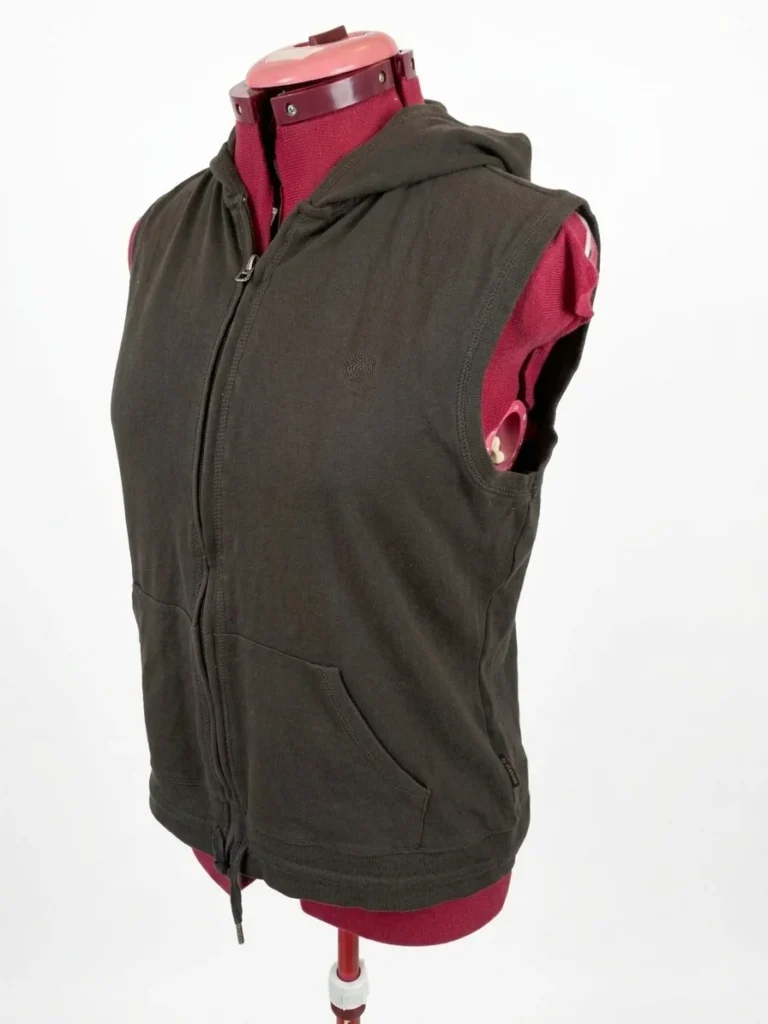 Image for LIZ CLAIBORNE Veste sans manches à capuchon  avec fermeture éclair – Vert olive foncé – Taille M (Moyenne)