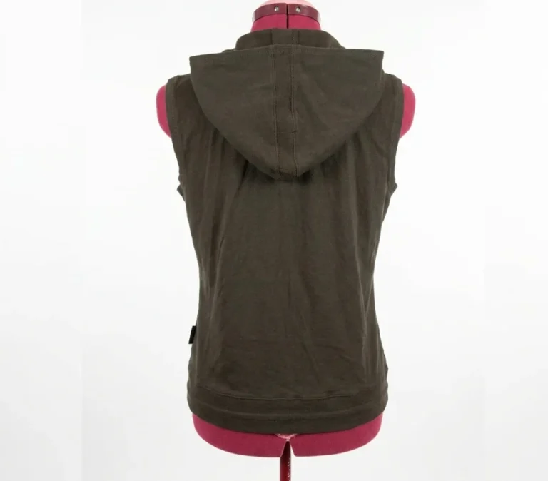 Image for LIZ CLAIBORNE Veste sans manches à capuchon  avec fermeture éclair – Vert olive foncé – Taille M (Moyenne)