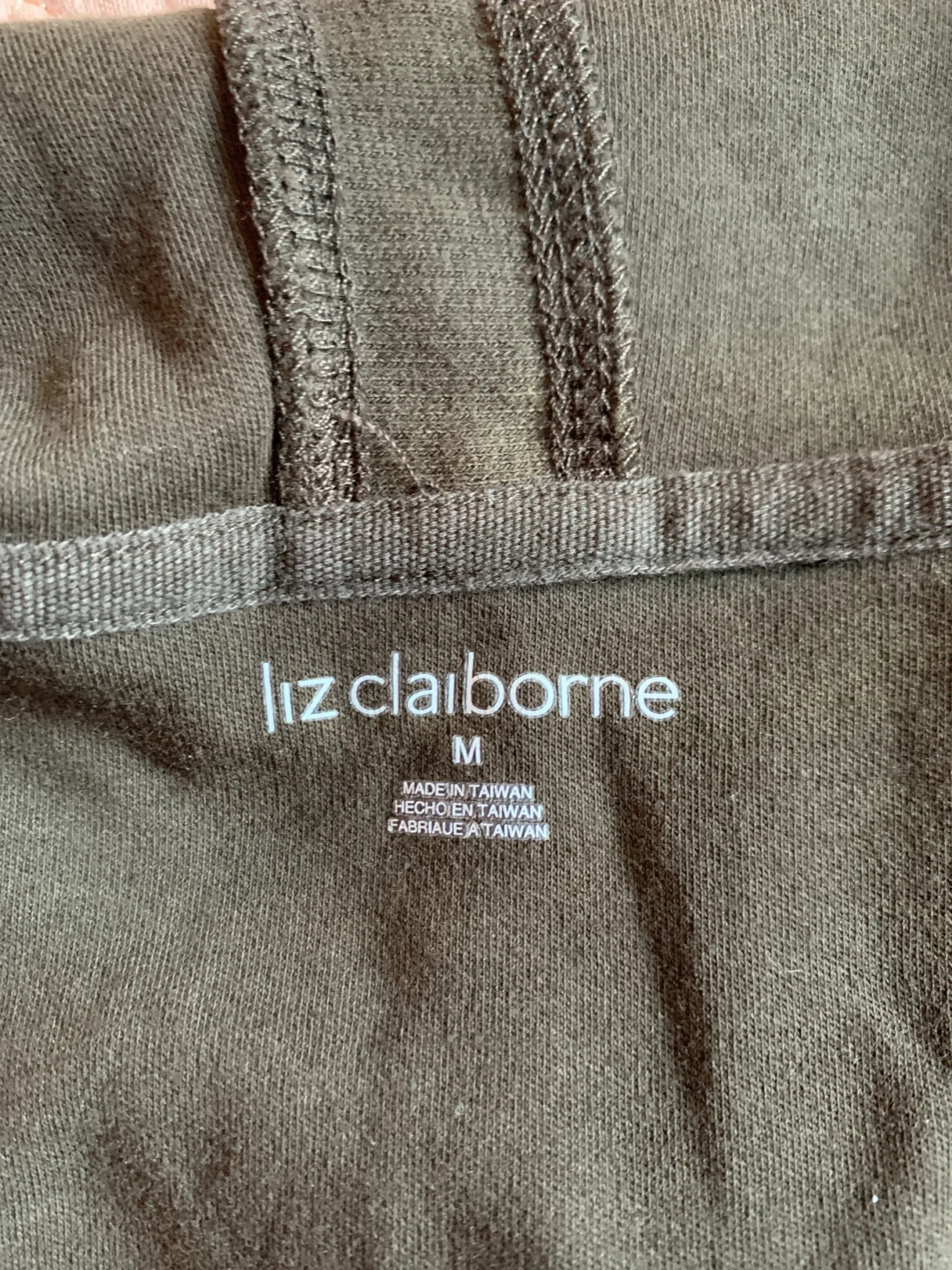 Image for LIZ CLAIBORNE Veste sans manches à capuchon  avec fermeture éclair – Vert olive foncé – Taille M (Moyenne)