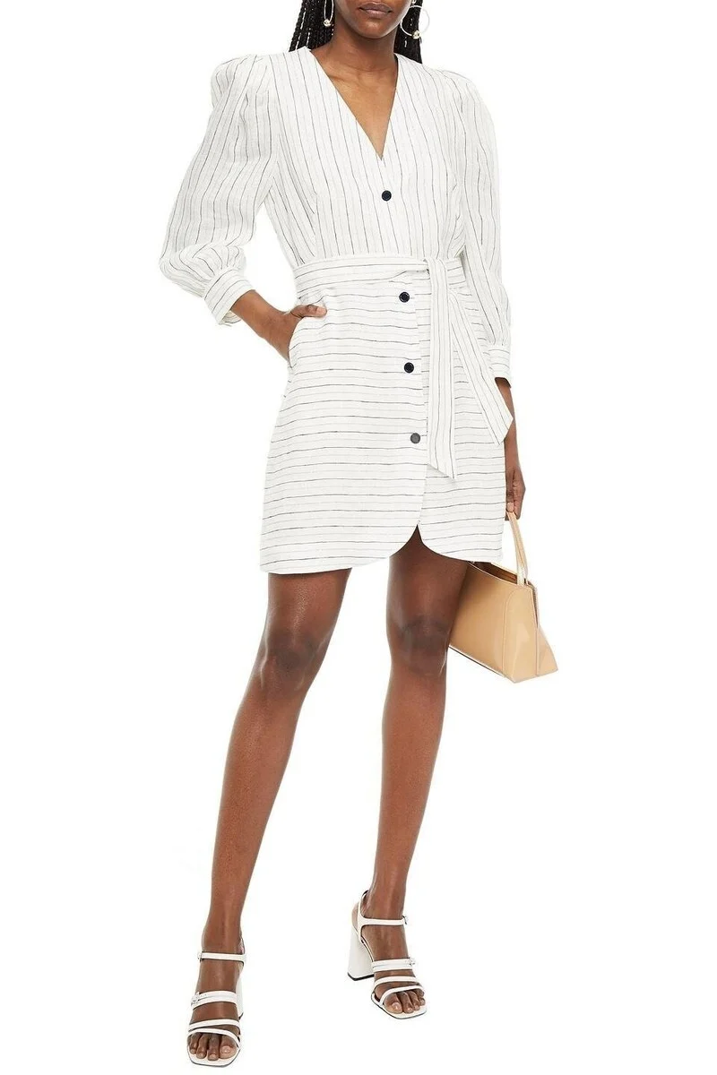 Robe en lin à rayures métalliques Sandro seconde main