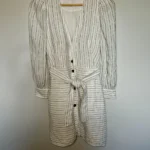 Thumbnail for Robe à rayures métalliques avec ceinture
