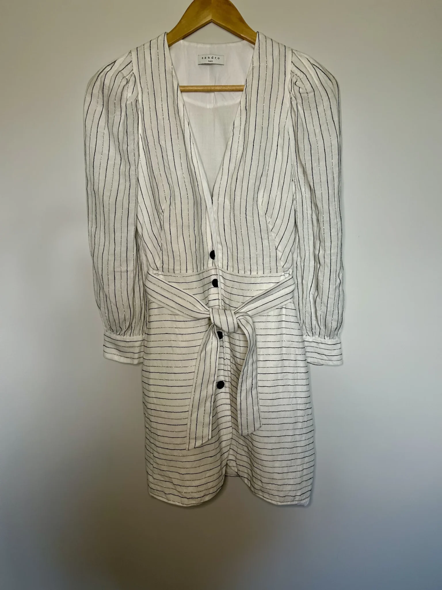 Image for Robe à rayures métalliques avec ceinture
